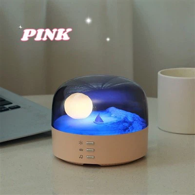 Елегантна месечева ЛЕД ноћна лампа са музичким звучницима, УСБ тип-Ц пуњивим